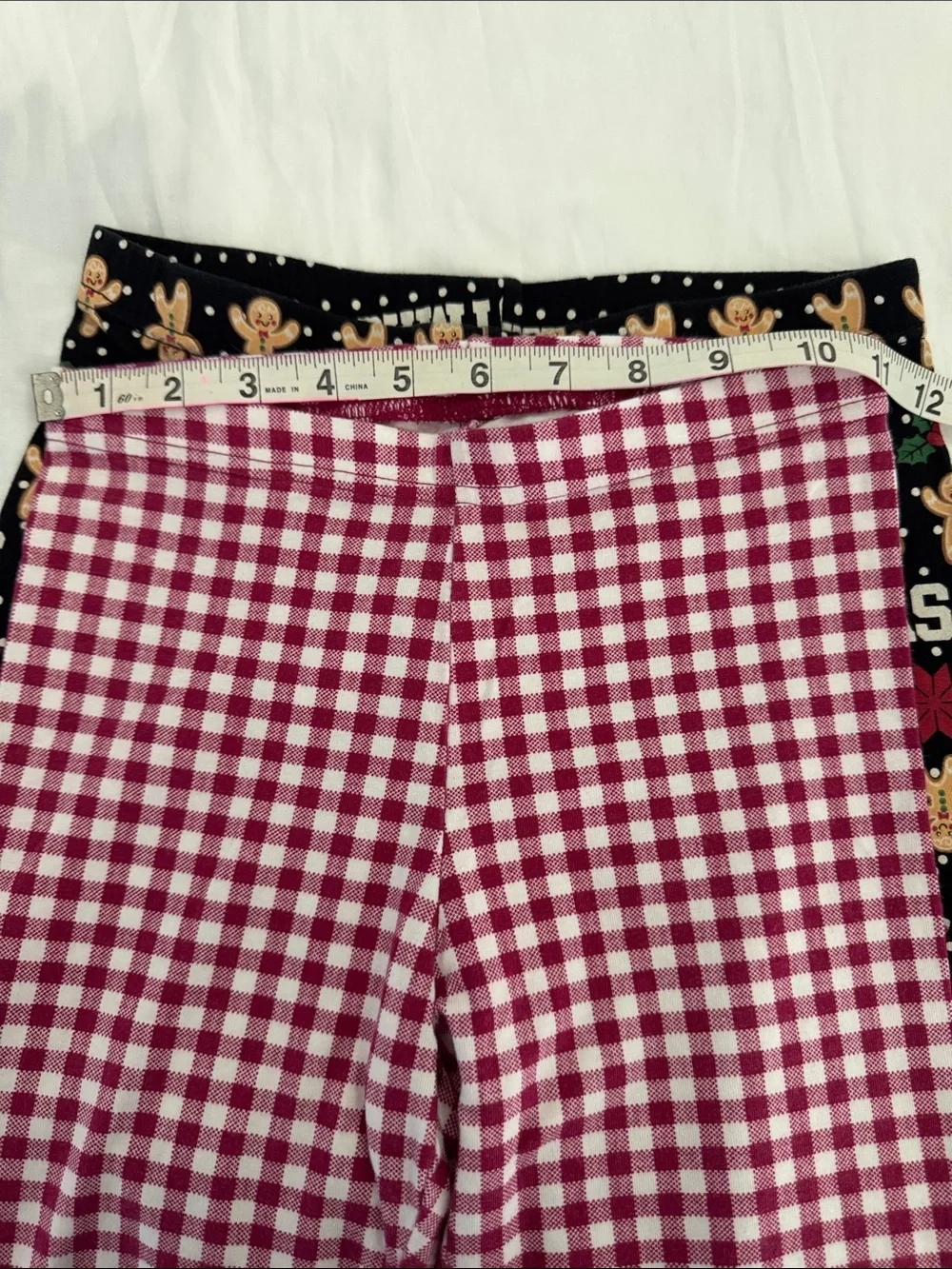 Kids Christmas Gingerbread & Red Gingham leggings